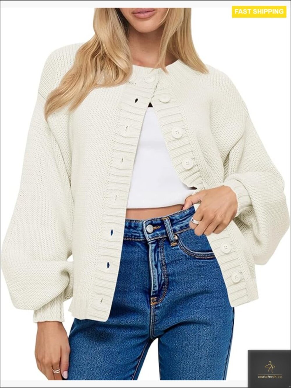 Long Sleeve Button Down Cardigan Sweater Open Front Knit Casual Loose Fit
